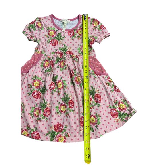 Matilda Jane Girls Size 4 Dress Pink Polka Dot Floral Short Sleeve Boho - Picture 3 of 5